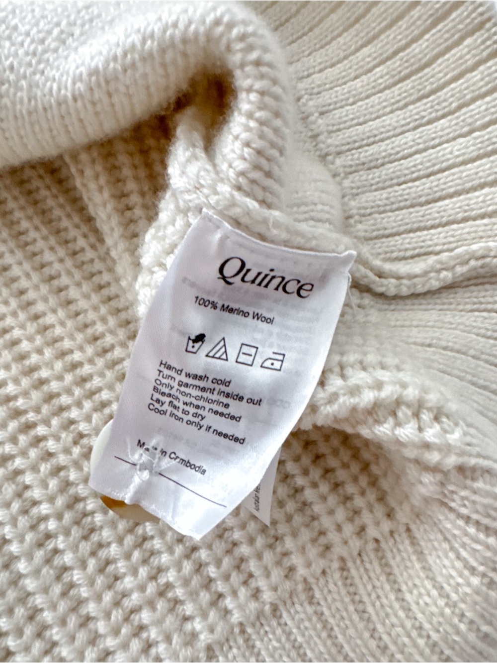 Quince Australian Merino Wool Women's Collared Cable Cardigan Heather Bone Cream - Picture 10 of 13